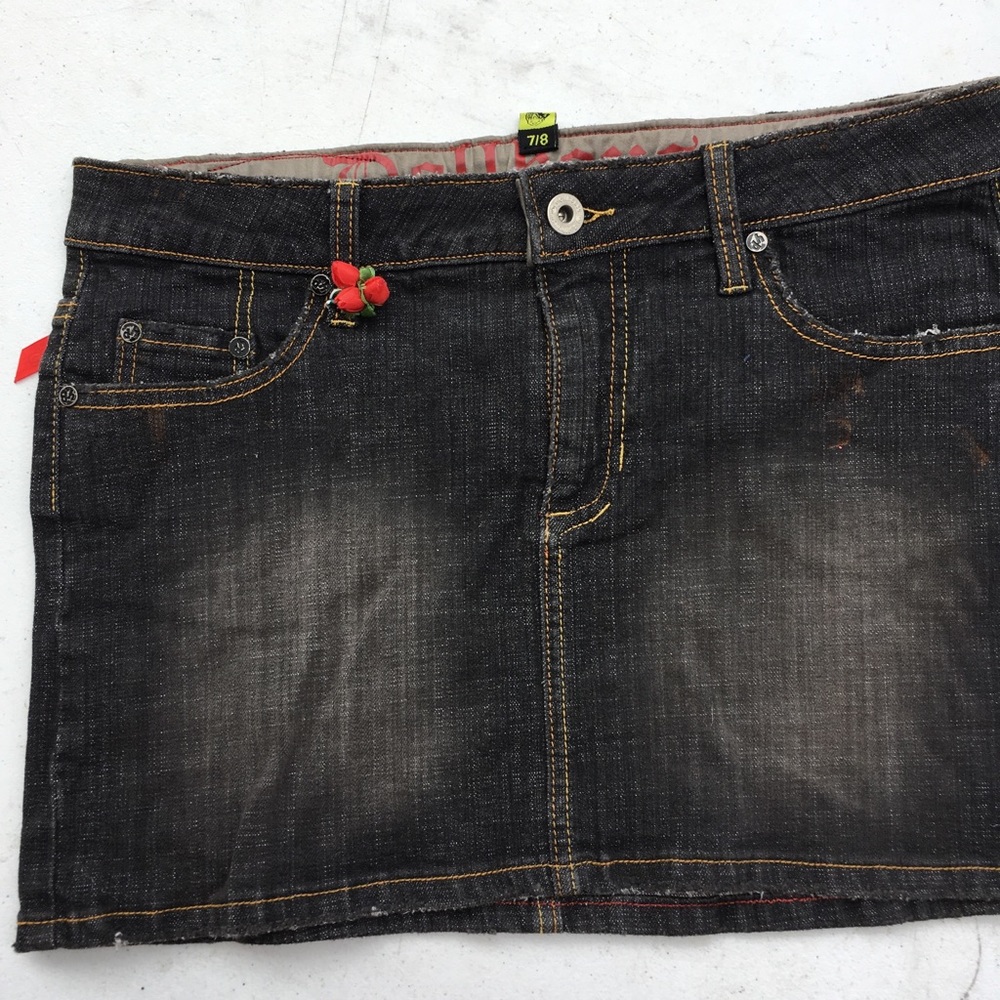 Distressed Denim mini skirt